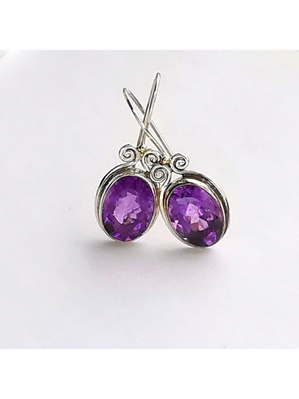 NWT Oval Cut Amethyst Sterling Silver Drop Earrings